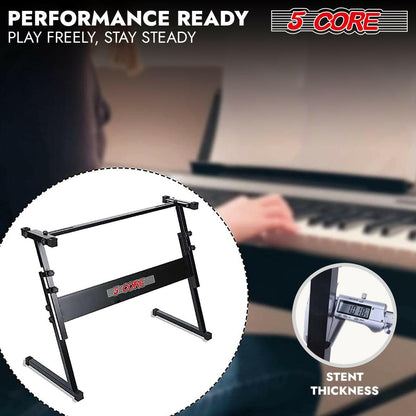 5 Core Keyboard Stand – Adjustable Z-Style Heavy-Duty Black Riser - GoTypical