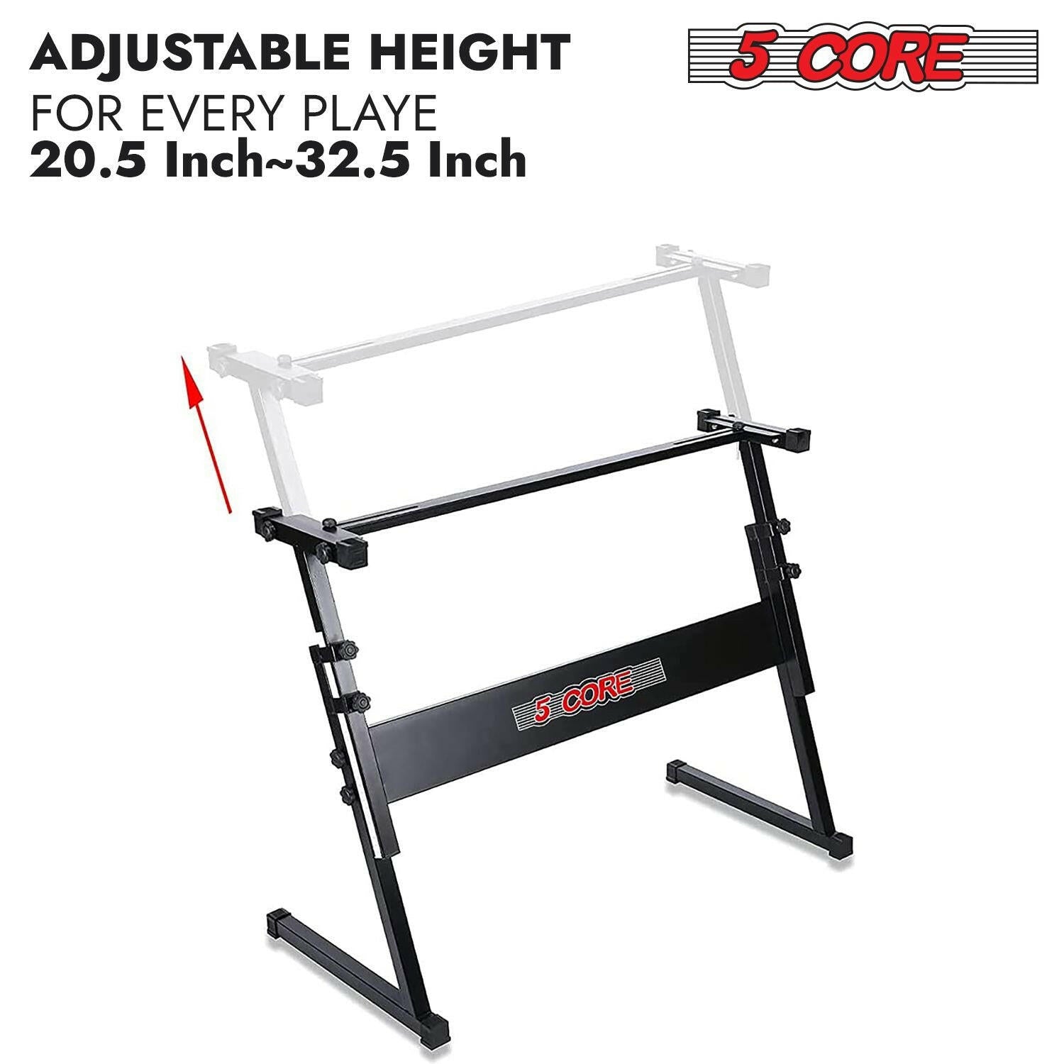 5 Core Keyboard Stand – Adjustable Z-Style Heavy-Duty Black Riser - GoTypical