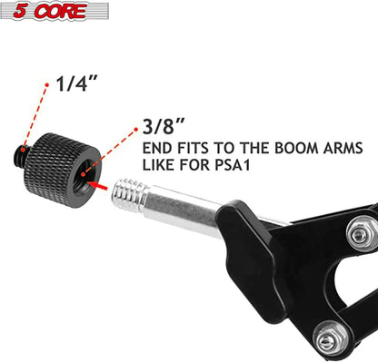 5 Core Mic Stand Adapter – 5/8 Female to 3/8 Male Aluminum, Black, 12pcs - GoTypical
