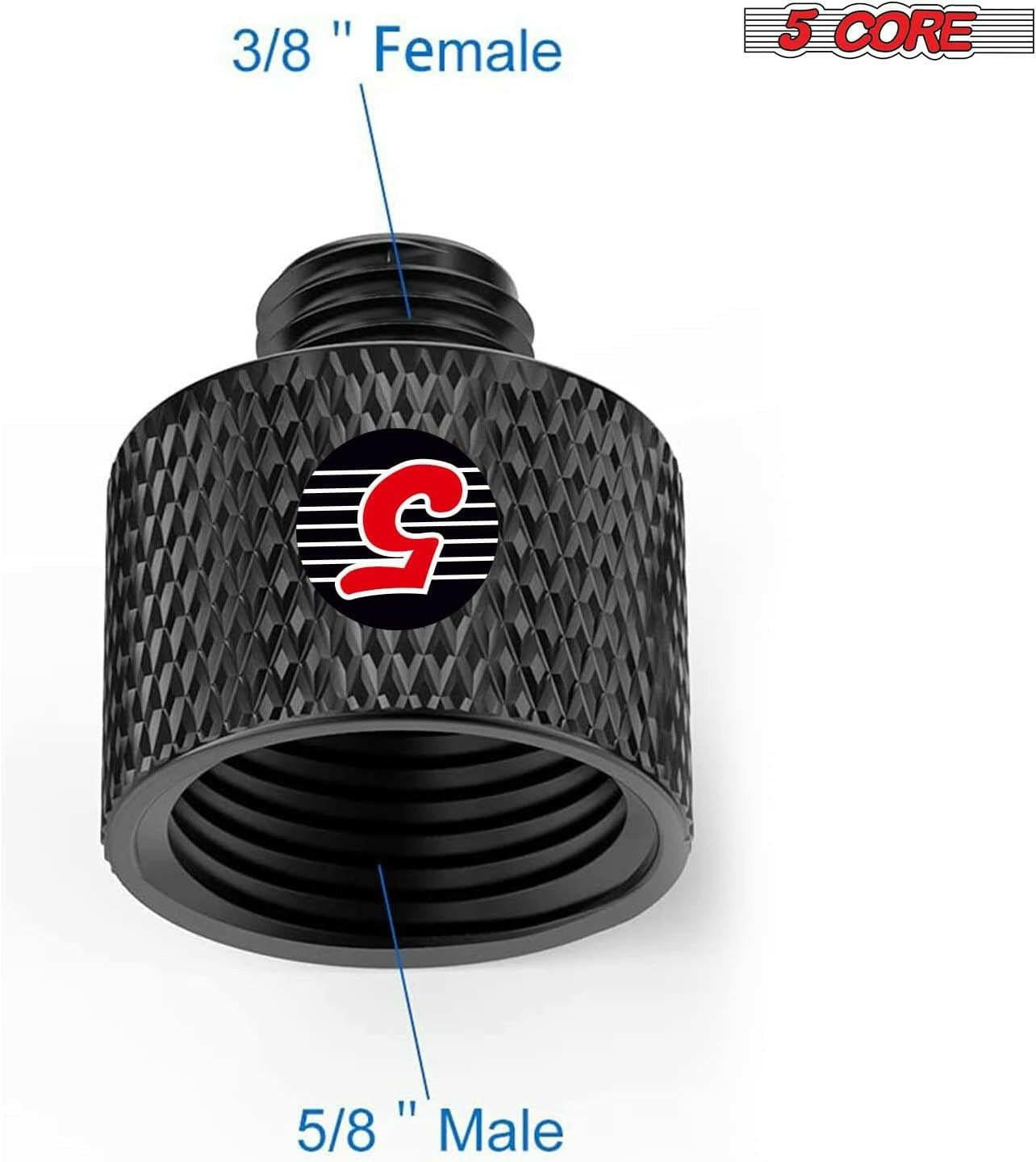 5 Core Mic Stand Adapter – 5/8 Female to 3/8 Male Aluminum, Black, 12pcs - GoTypical