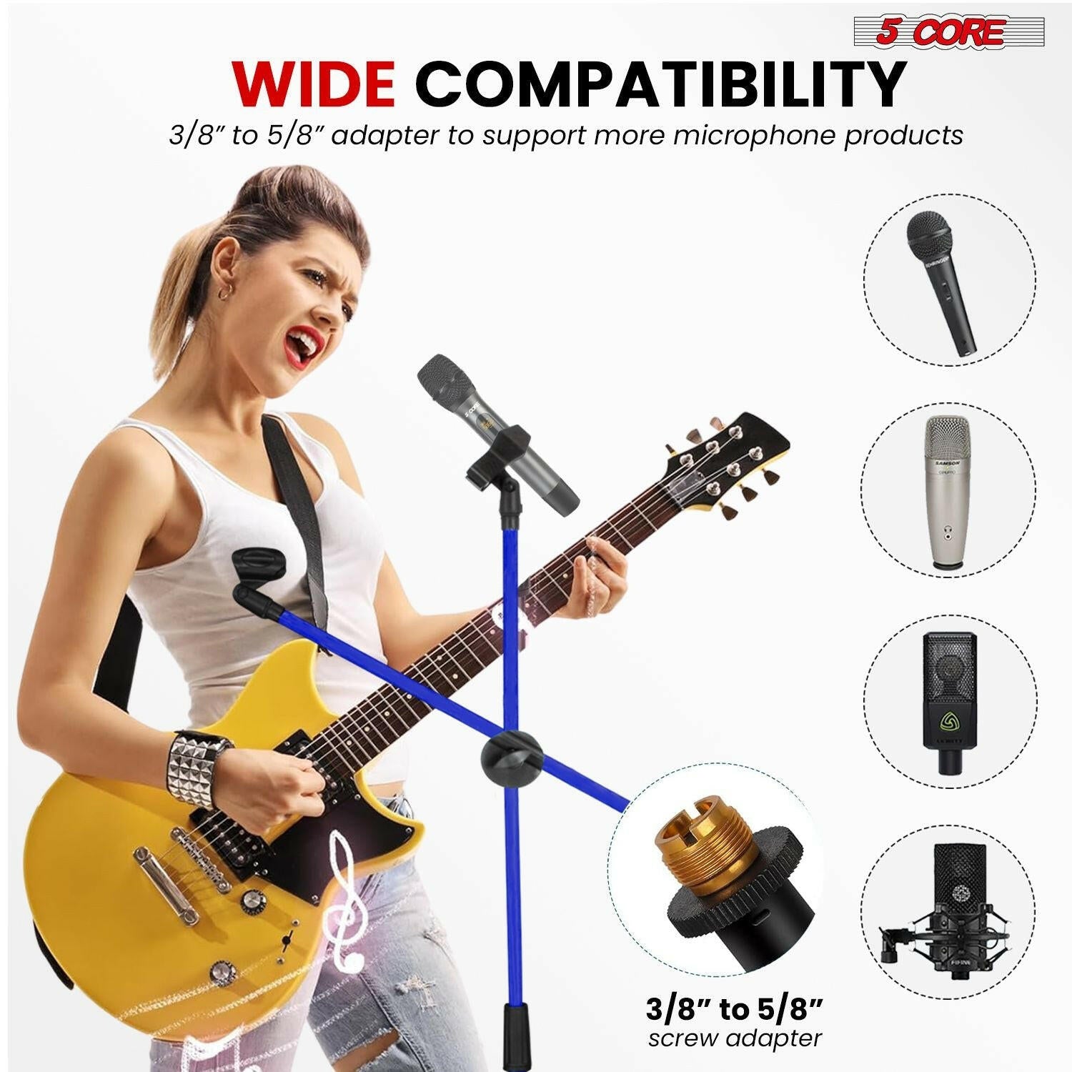 5 Core Adjustable Mic Stand – Dual Mic Holder with Telescoping Boom Arm - GoTypical