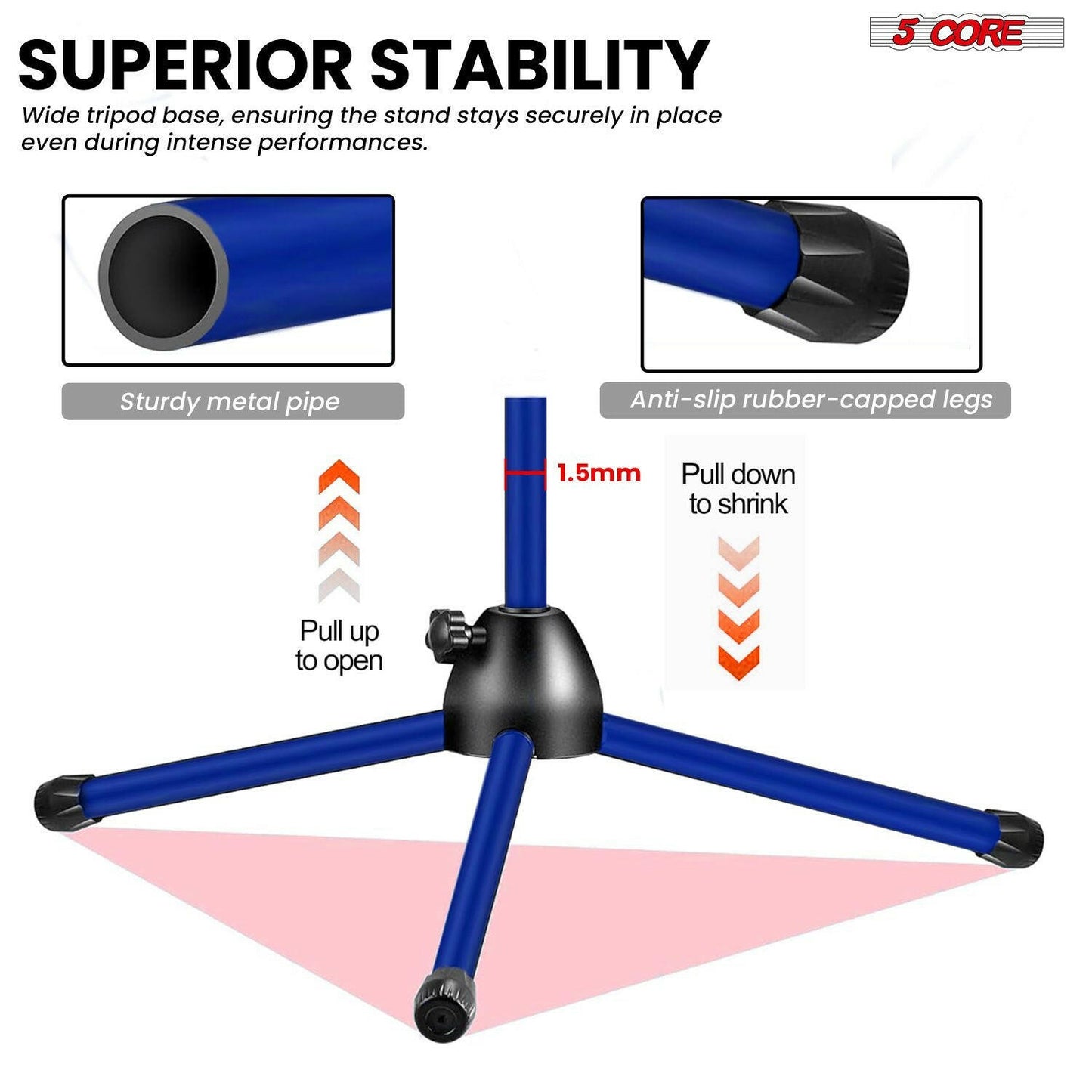 5 Core Adjustable Mic Stand – Dual Mic Holder with Telescoping Boom Arm - GoTypical