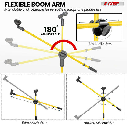 5 Core Adjustable Mic Stand – Dual Mic Holder with Telescoping Boom Arm - GoTypical