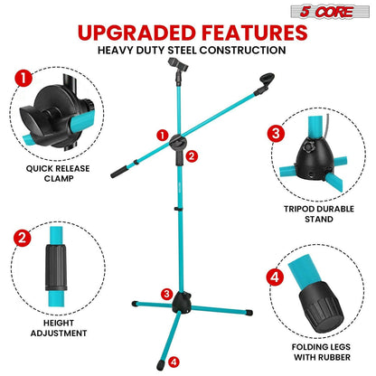 5 Core Adjustable Mic Stand – Dual Mic Holder with Telescoping Boom Arm - GoTypical