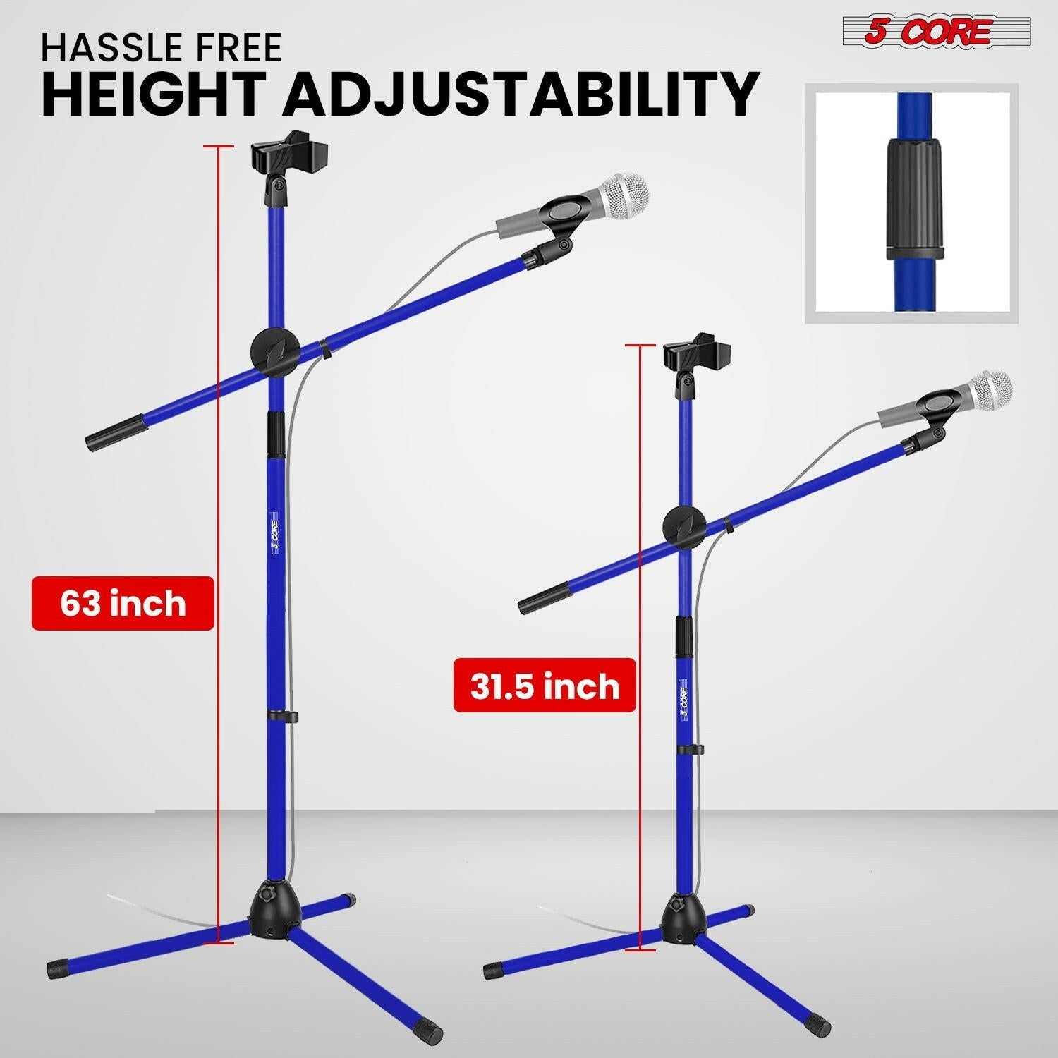 5 Core Adjustable Mic Stand – Dual Mic Holder with Telescoping Boom Arm - GoTypical