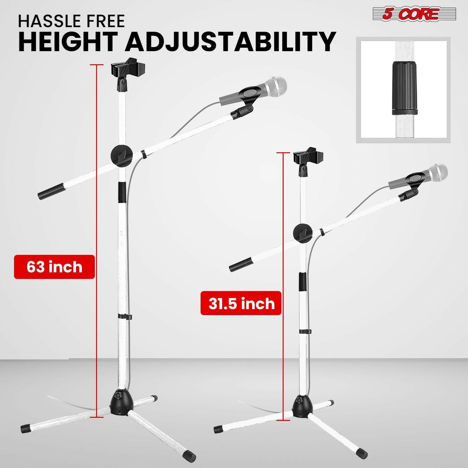 5 Core Adjustable Mic Stand – Dual Mic Holder with Telescoping Boom Arm - GoTypical