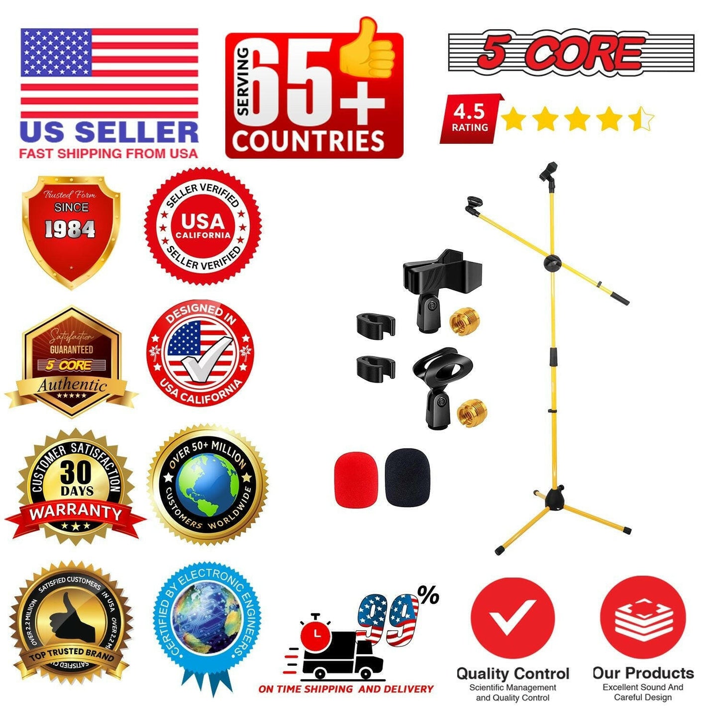 5 Core Adjustable Mic Stand – Dual Mic Holder with Telescoping Boom Arm - GoTypical