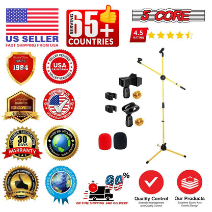 5 Core Adjustable Mic Stand – Dual Mic Holder with Telescoping Boom Arm - GoTypical