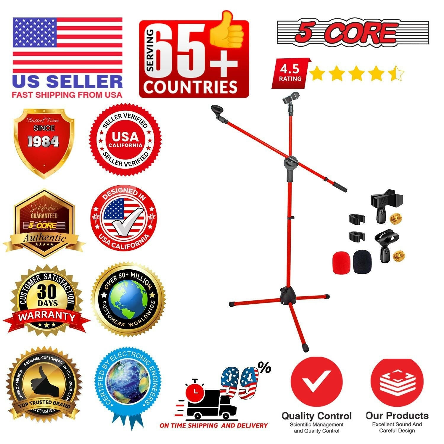 5 Core Adjustable Mic Stand – Dual Mic Holder with Telescoping Boom Arm - GoTypical