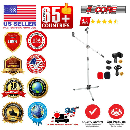 5 Core Adjustable Mic Stand – Dual Mic Holder with Telescoping Boom Arm - GoTypical