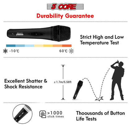 5 Core Dynamic Vocal Microphone – Cardioid, Wired XLR with On/Off Switch - GoTypical