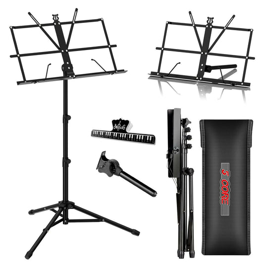 5 Core Adjustable Metal Music Stand – Black Foldable Sheet Holder - GoTypical