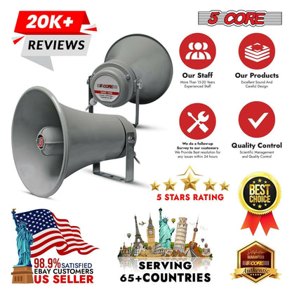 5 Core PA Horn Speaker – 9 Inch 20W 8 Ohm All-Weather Loudspeaker - GoTypical