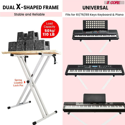 5 Core Heavy Duty Adjustable Keyboard Stand – Double X Style, Black - GoTypical
