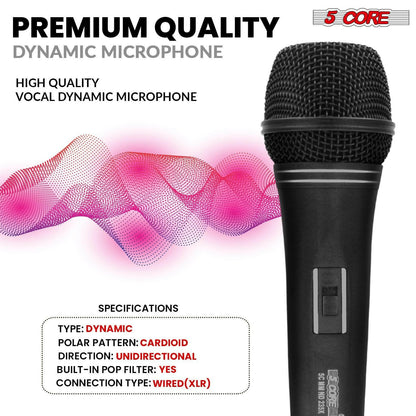 5 Core Dynamic Vocal Microphone – Cardioid, Neodymium, Metal Body - GoTypical