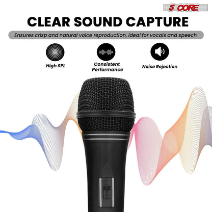 5 Core Dynamic Vocal Microphone – Cardioid, Neodymium, Metal Body - GoTypical