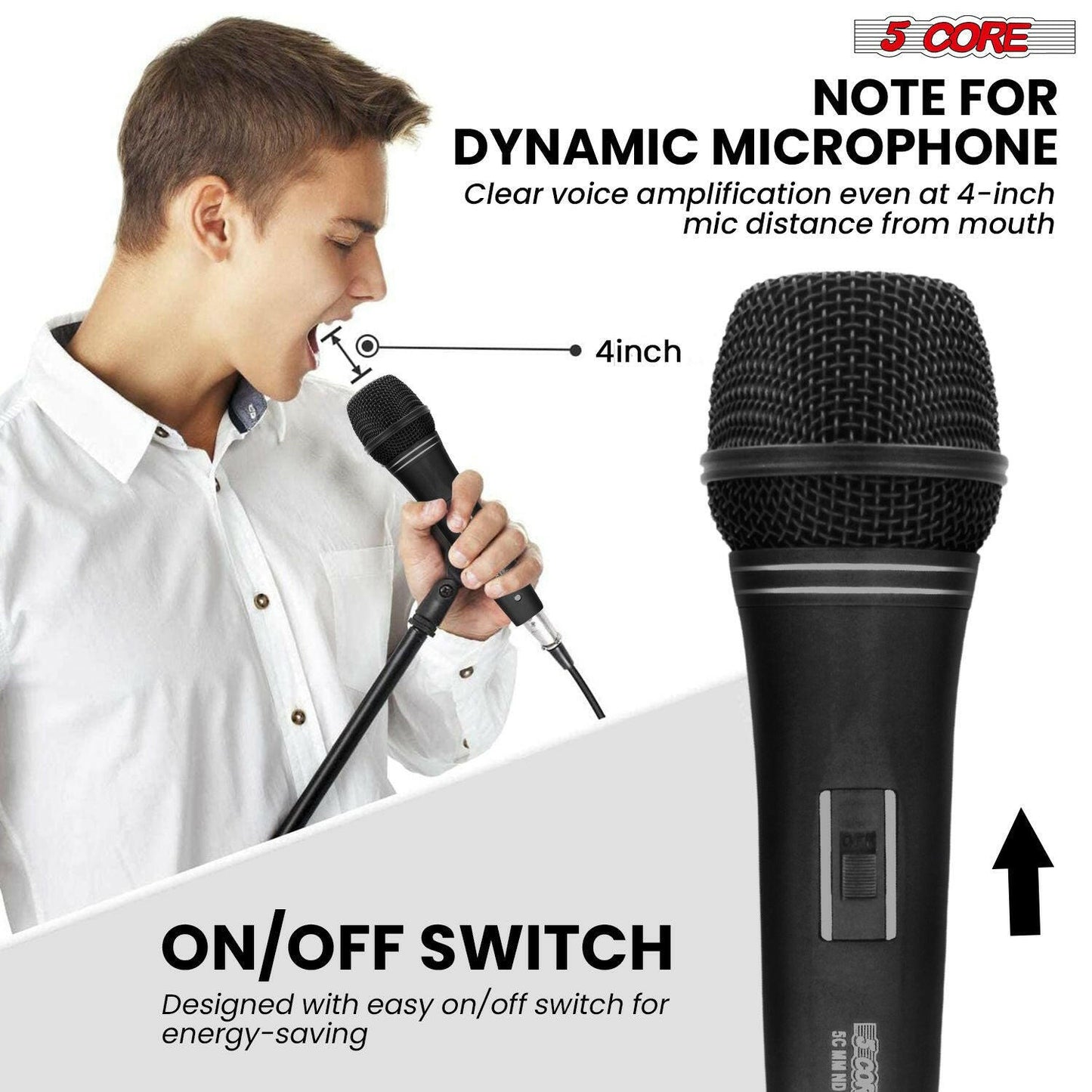 5 Core Dynamic Vocal Microphone – Cardioid, Neodymium, Metal Body - GoTypical