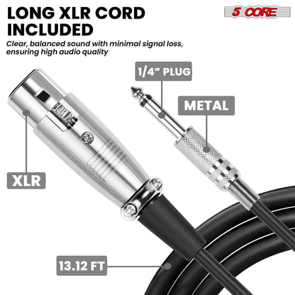 5 Core Dynamic Vocal Microphone – Cardioid, Neodymium, Metal Body - GoTypical