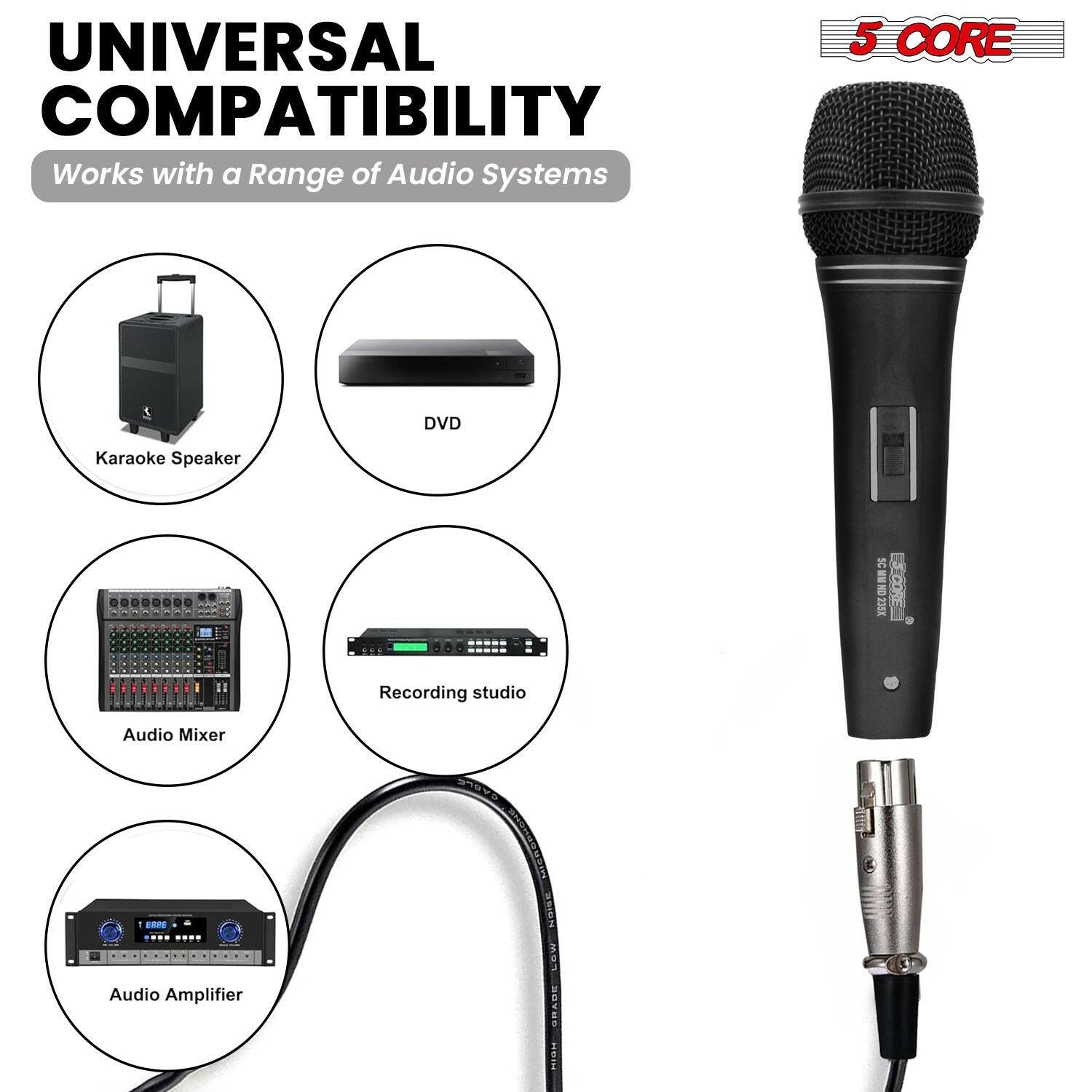 5 Core Dynamic Vocal Microphone – Cardioid, Neodymium, Metal Body - GoTypical