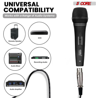 5 Core Dynamic Vocal Microphone – Cardioid, Neodymium, Metal Body - GoTypical