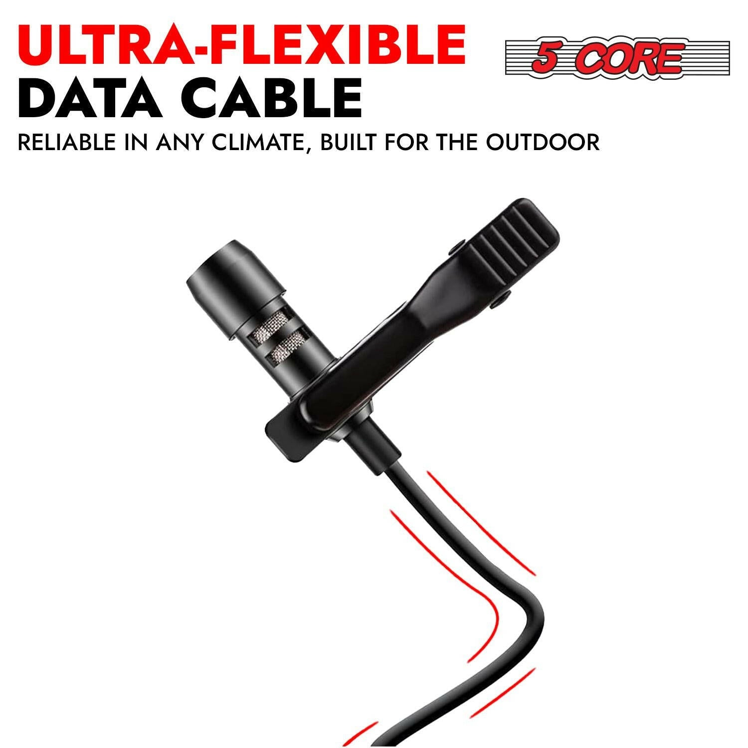 5 Core Professional Omnidirectional Lavalier Microphone – Black Clip-On - GoTypical