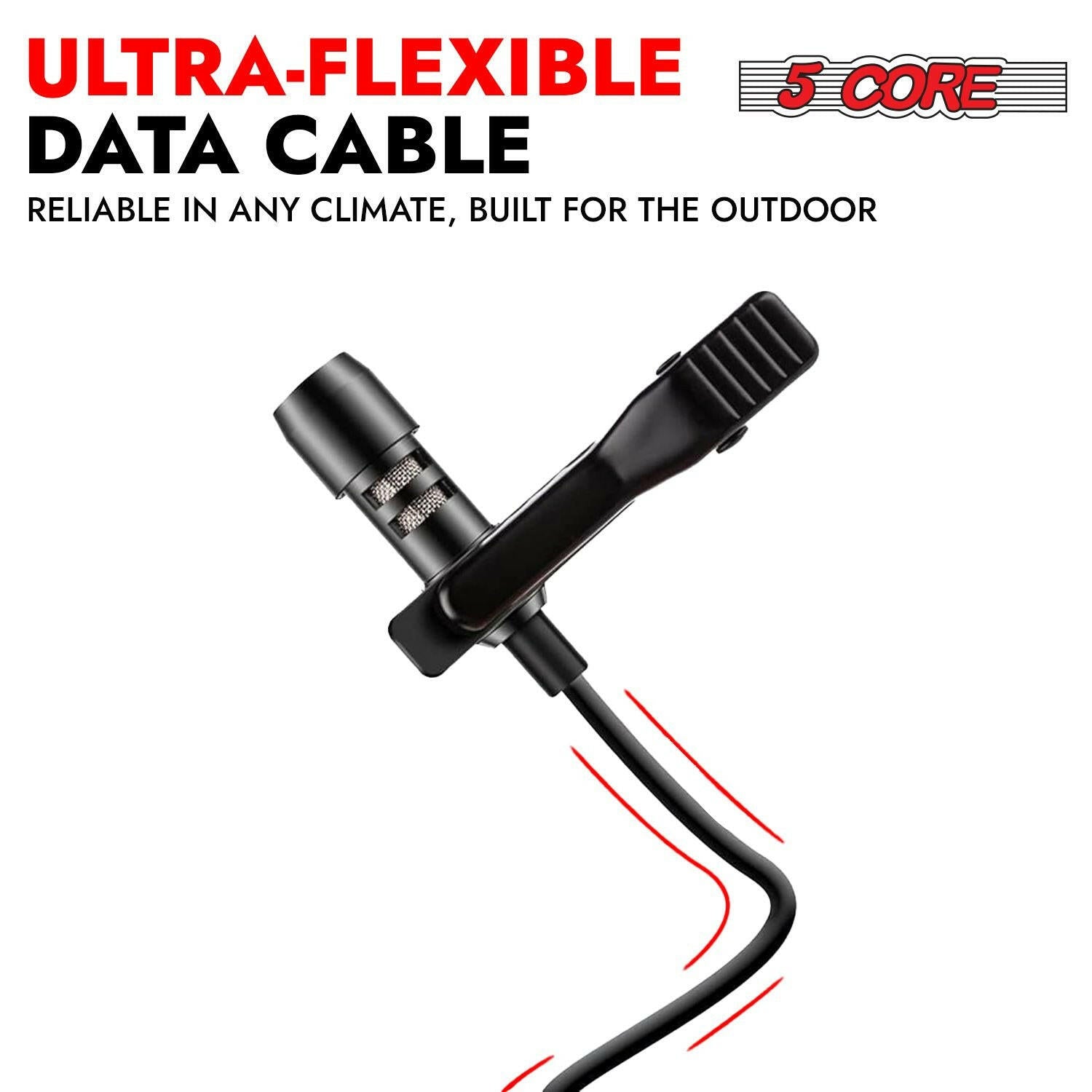 5 Core Professional Omnidirectional Lavalier Microphone – Black Clip-On - GoTypical