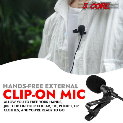 5 Core Professional Omnidirectional Lavalier Microphone – Black Clip-On - GoTypical