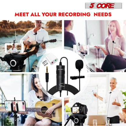 5 Core Professional Omnidirectional Lavalier Microphone – Black Clip-On - GoTypical