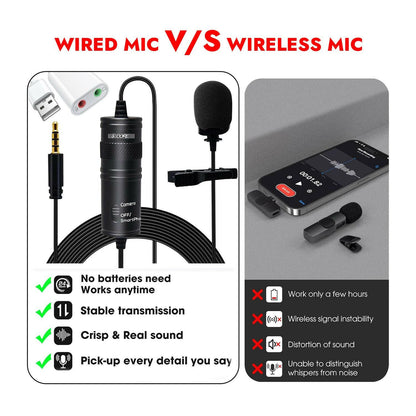 5 Core Professional Omnidirectional Lavalier Microphone – Black Clip-On - GoTypical