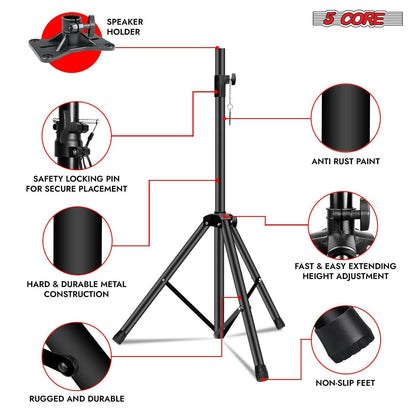 Speaker Stand – Height Adjustable 40-72" PA Tripod with 35mm Insert - GoTypical