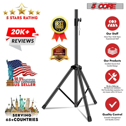 Speaker Stand – Height Adjustable 40-72" PA Tripod with 35mm Insert - GoTypical