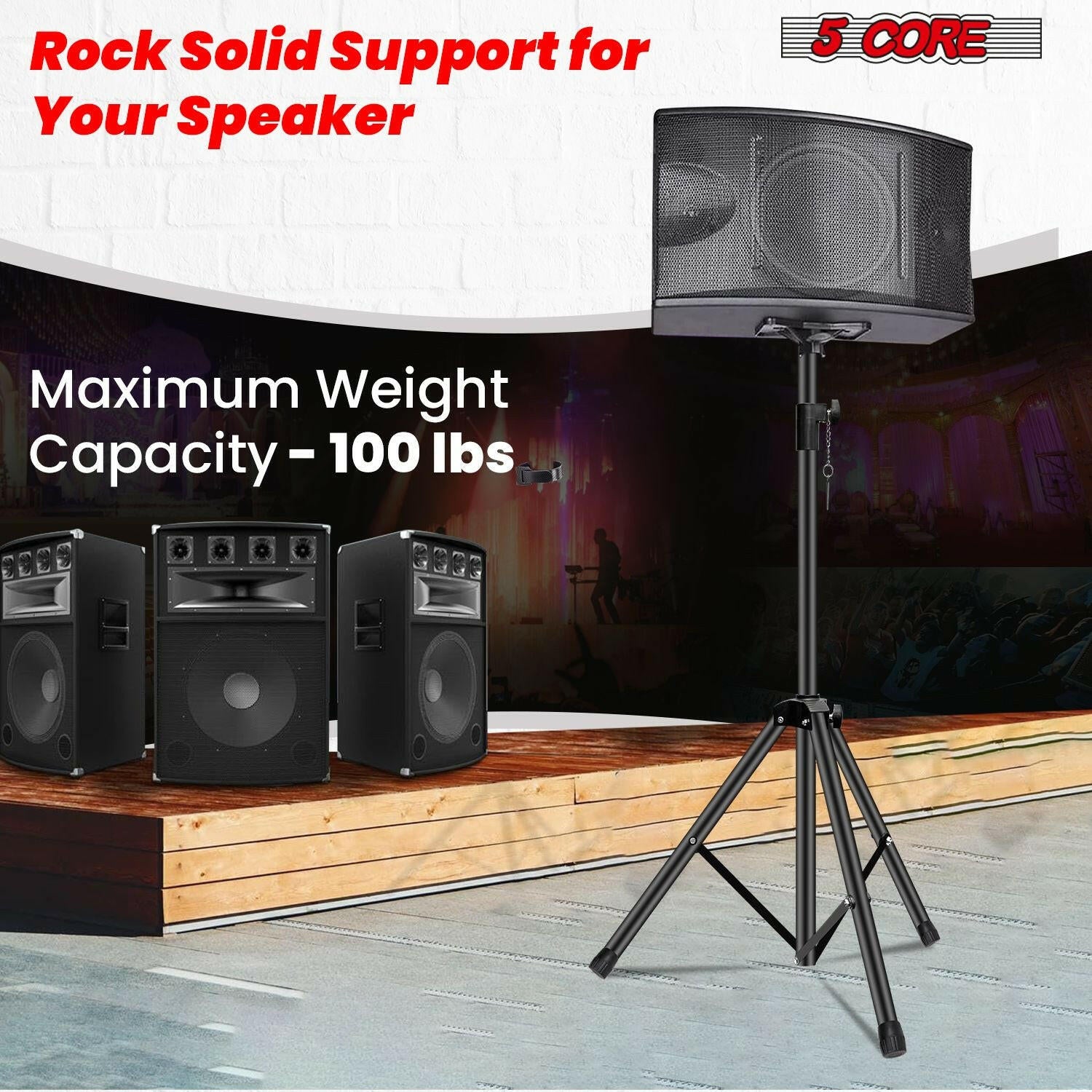Speaker Stand – Height Adjustable 40-72" PA Tripod with 35mm Insert - GoTypical