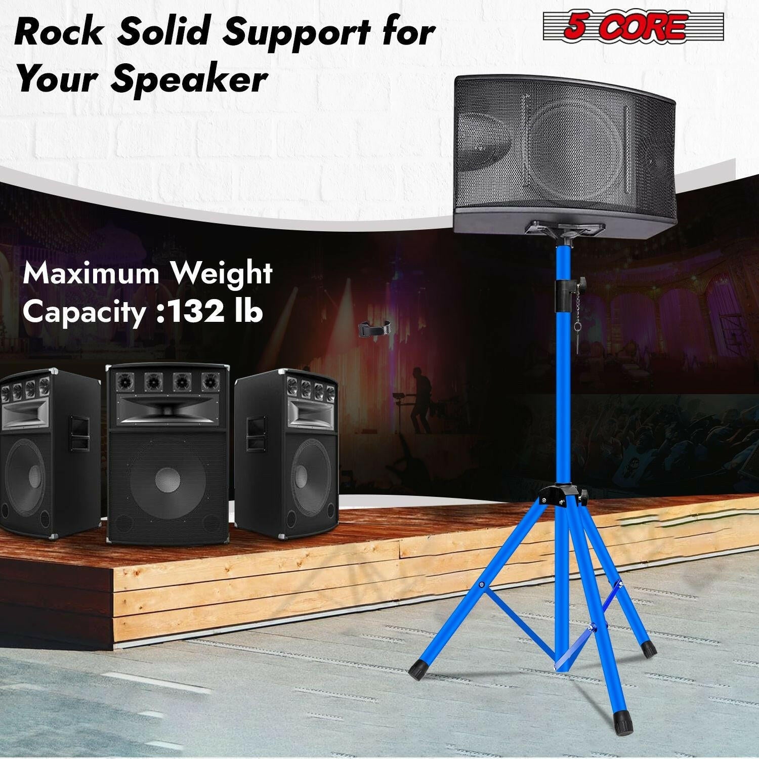 5 Core Adjustable Heavy Duty Tripod Speaker Stand – Up to 72" with Sky Blue Bag - GoTypical