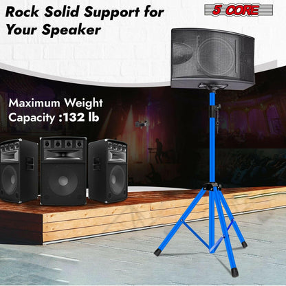 5 Core Adjustable Heavy Duty Tripod Speaker Stand – Up to 72" with Sky Blue Bag - GoTypical
