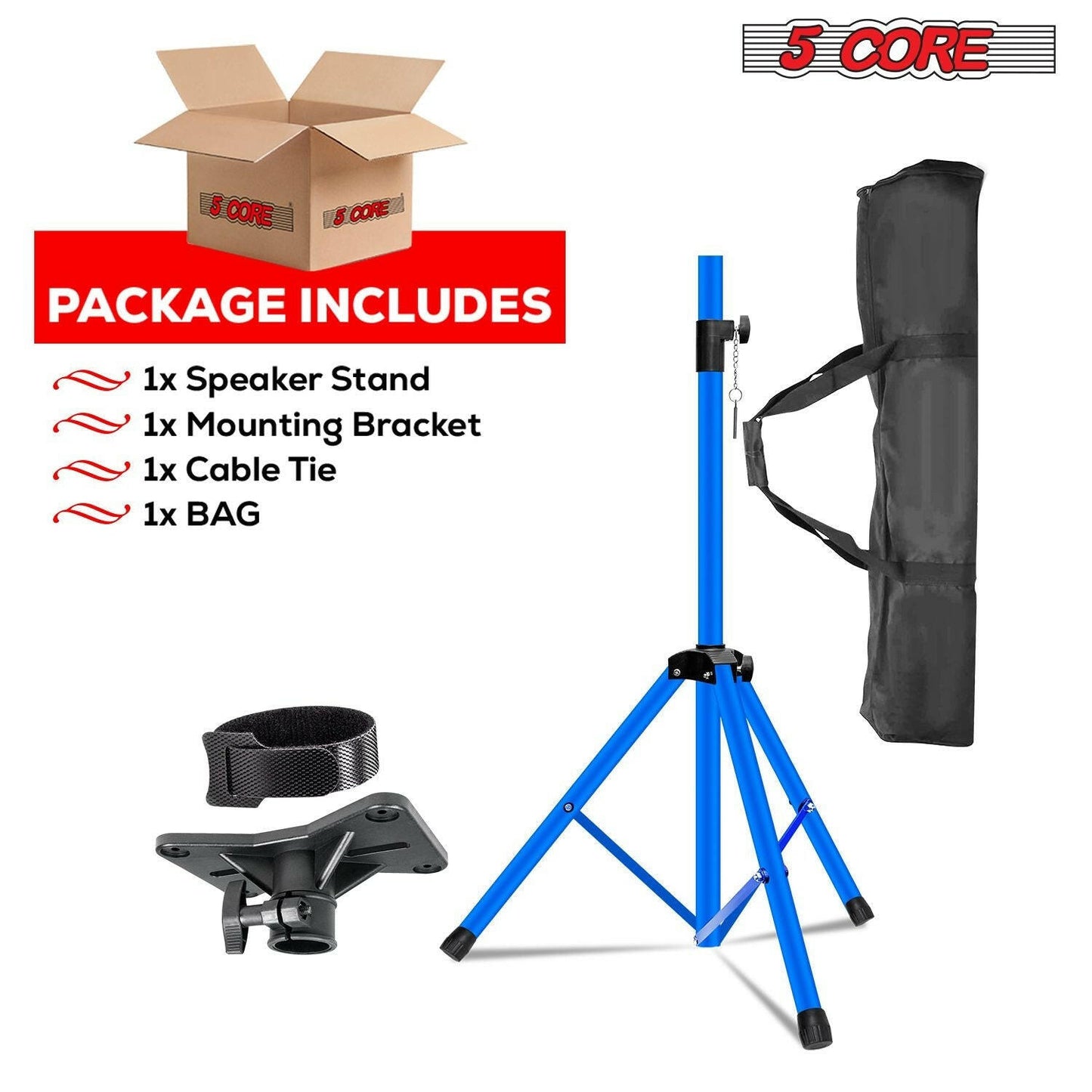 5 Core Adjustable Heavy Duty Tripod Speaker Stand – Up to 72" with Sky Blue Bag - GoTypical