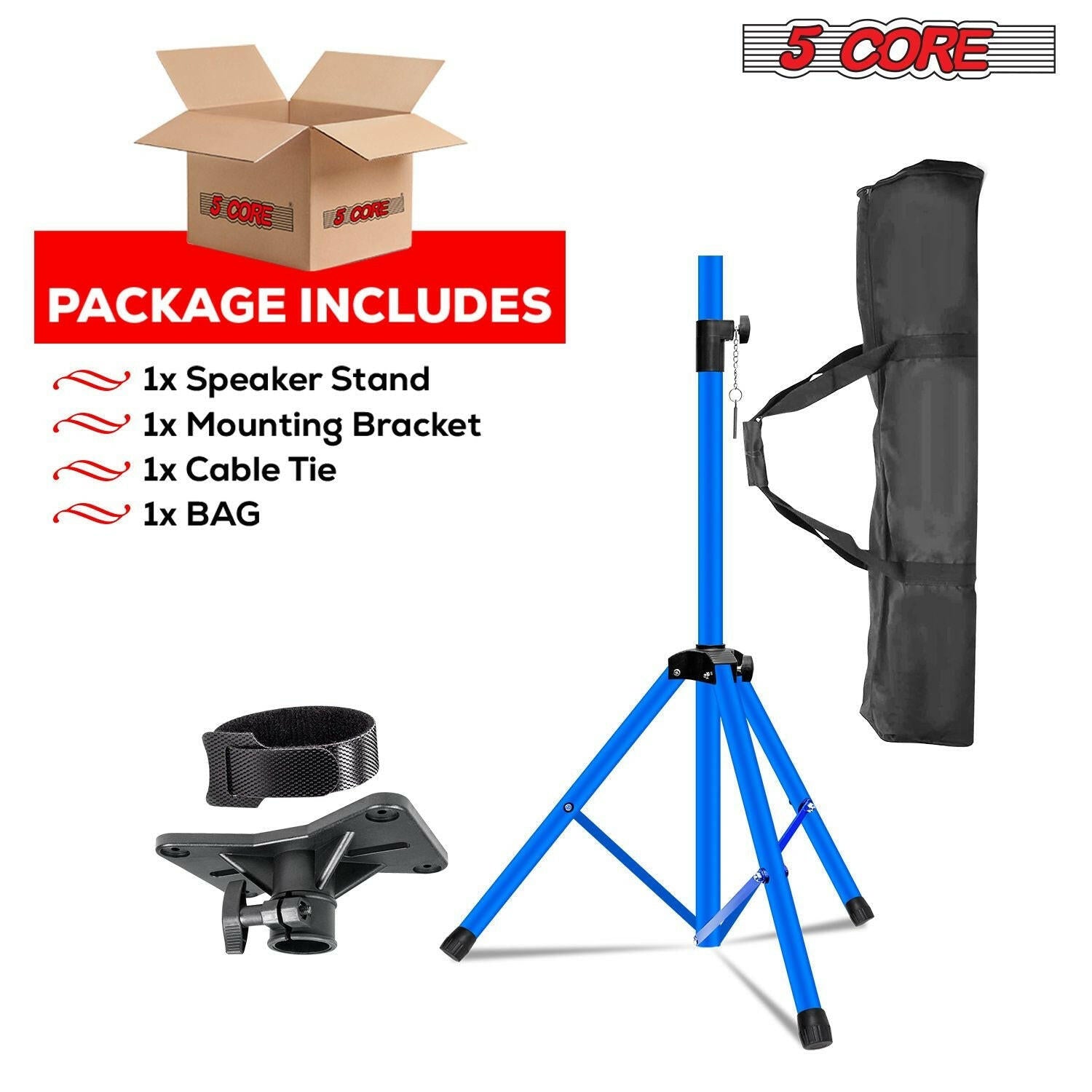 5 Core Adjustable Heavy Duty Tripod Speaker Stand – Up to 72" with Sky Blue Bag - GoTypical