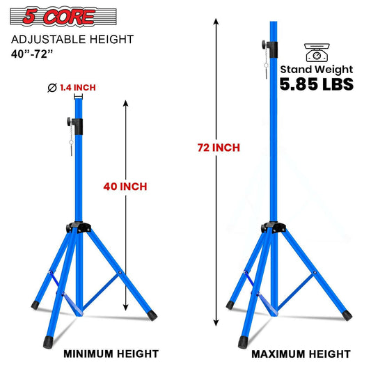 5 Core Adjustable Heavy Duty Tripod Speaker Stand – Up to 72" with Sky Blue Bag - GoTypical