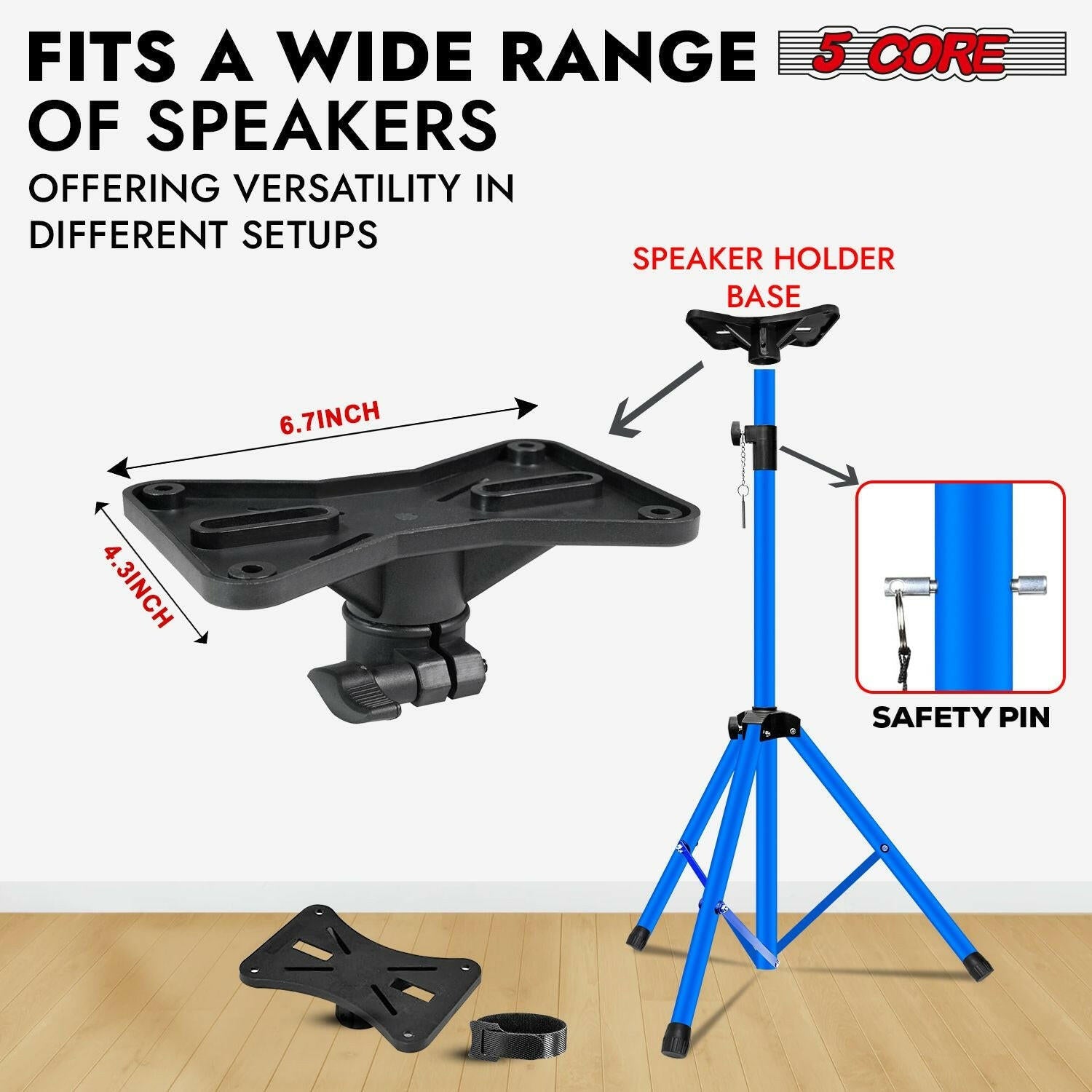 5 Core Adjustable Heavy Duty Tripod Speaker Stand – Up to 72" with Sky Blue Bag - GoTypical