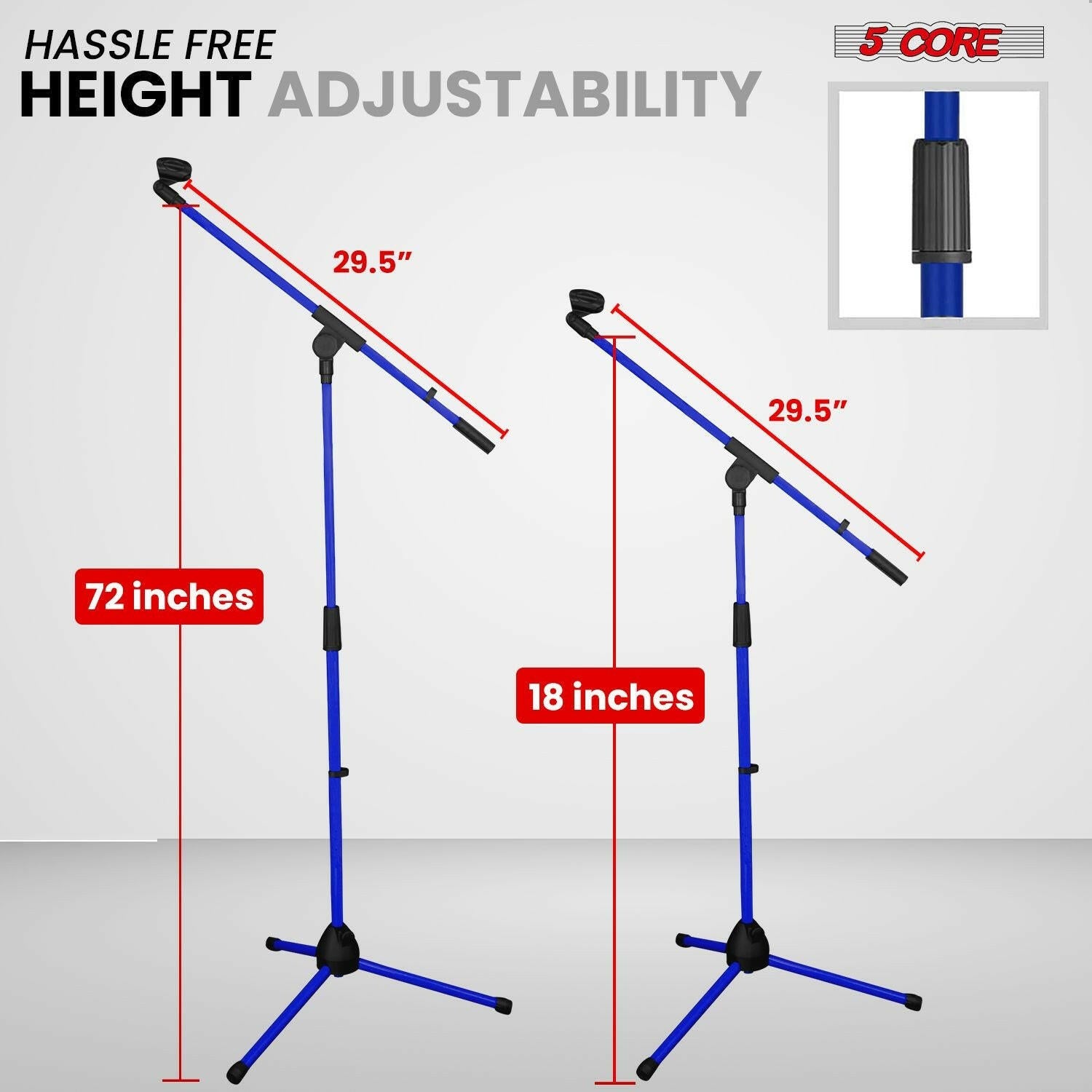 5 Core Adjustable Tripod Mic Stand – Metal Boom Arm, Dark Blue - GoTypical