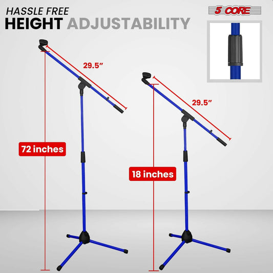 5 Core Adjustable Tripod Mic Stand – Metal Boom Arm, Dark Blue - GoTypical