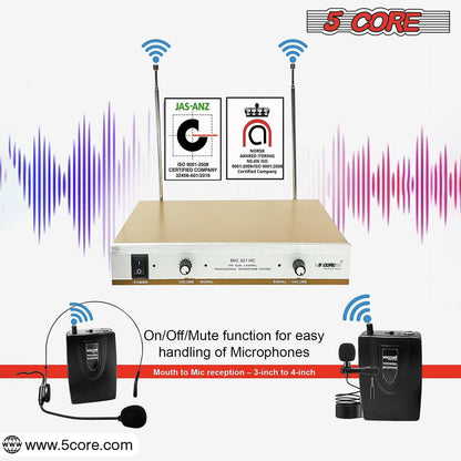 5 Core Wireless Microphone System – Dual Handheld Cordless Mics - GoTypical