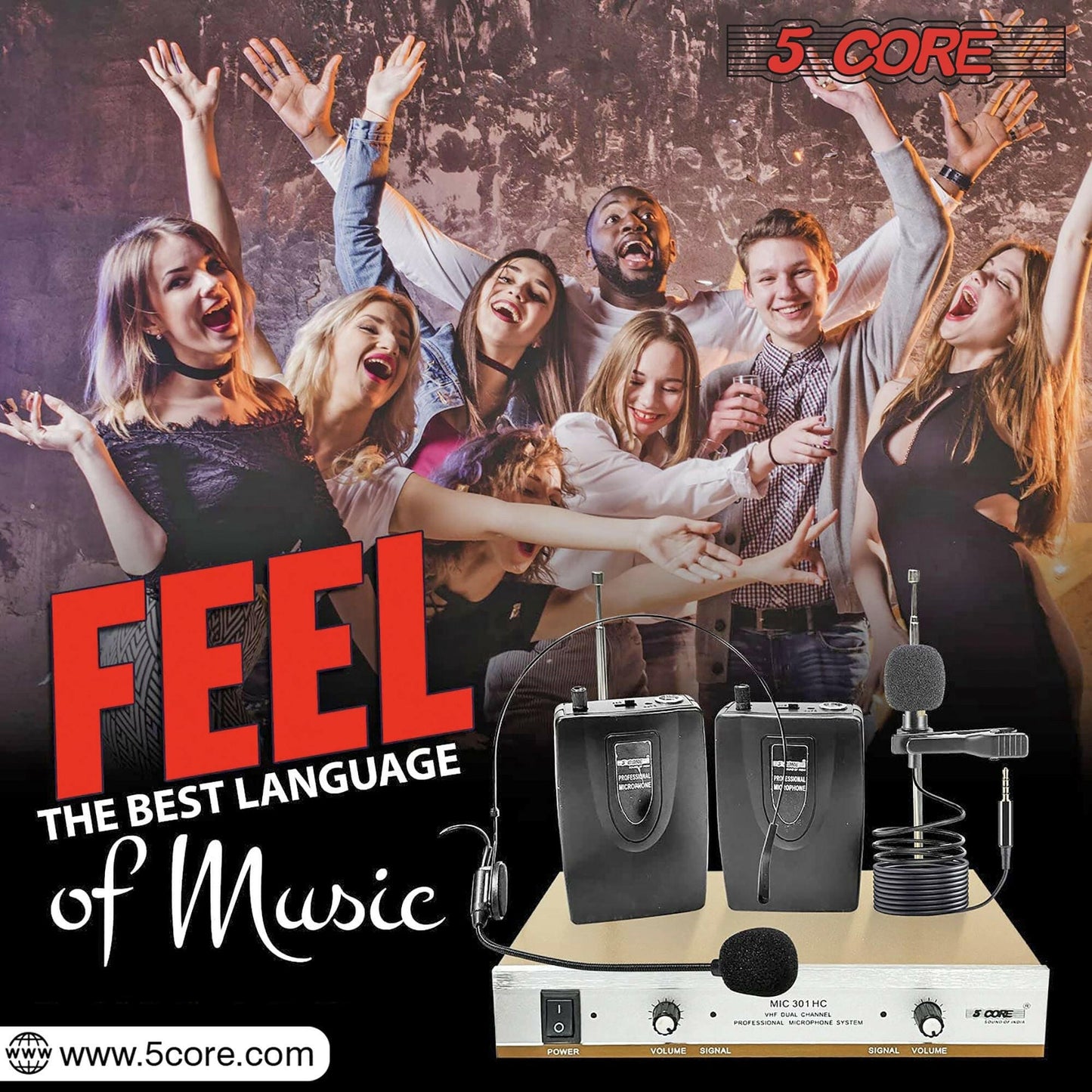 5 Core Wireless Microphone System – Dual Handheld Cordless Mics - GoTypical