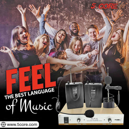 5 Core Wireless Microphone System – Dual Handheld Cordless Mics - GoTypical