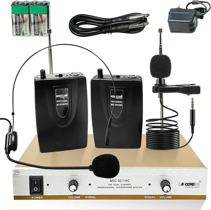 5 Core Wireless Microphone System – Dual Handheld Cordless Mics - GoTypical