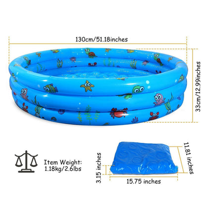Inflatable Swimming Pool 51x13In – Foldable Family Pool for 3 Kids - GoTypical