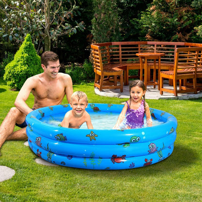 Inflatable Swimming Pool 51x13In – Foldable Family Pool for 3 Kids - GoTypical