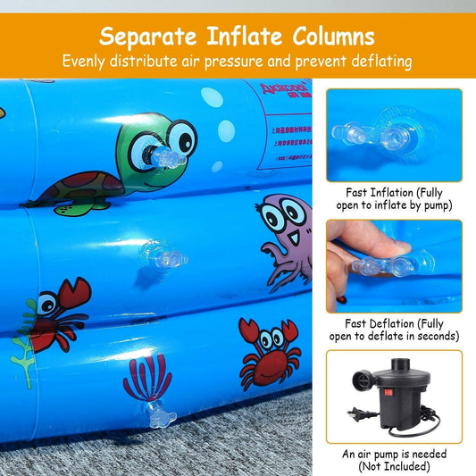 Inflatable Swimming Pool 51x13In – Foldable Family Pool for 3 Kids - GoTypical