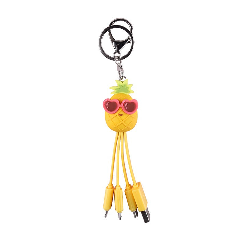 Creative cartoon data cable quirky peach blossom eye phone charging cable peach blossom eye pineapple fruit