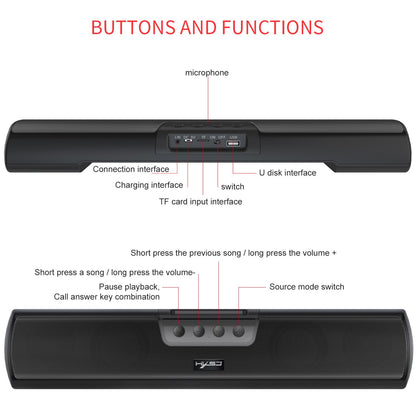 Home Bluetooth 5.0 Speaker Extended Edition Desktop Wall mounted Wireless Speaker Bass Cannon Speaker Supports USB TF.