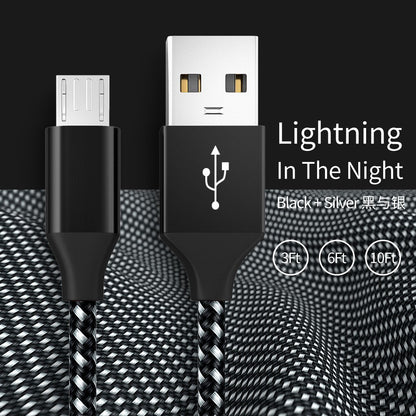 Android Phone V8 Fast Charging Micro Data Cable Braided Aluminum Alloy USB Charging Cable